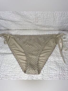 aerie Beige Crochet Tie-Side Bikini Bottoms Sz XL